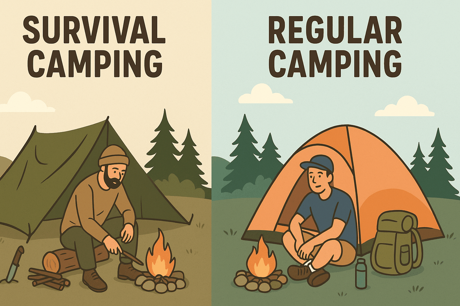 Survival Camping vs. Regular Camping